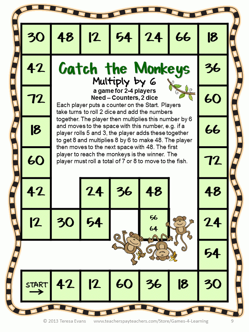 Fun Games 4 Learning: Free Math Magazine To Enjoy! for Printable Multiplication Board Games