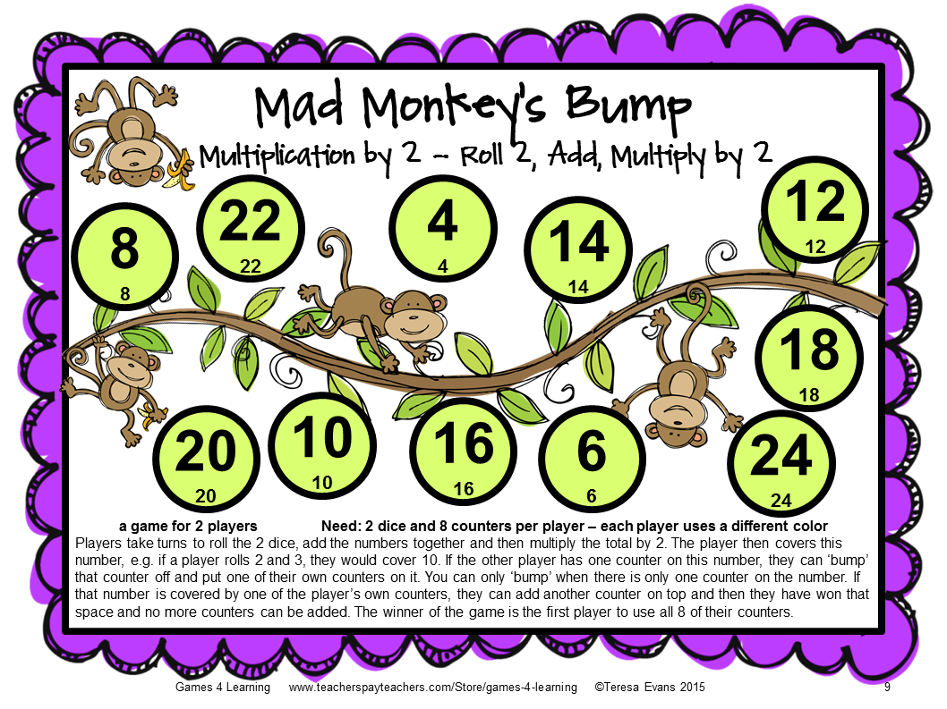 Fun Games 4 Learning: My Products in Printable Multiplication Board Games