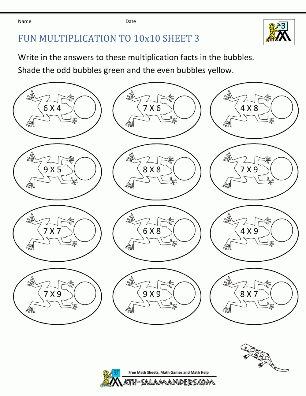 Fun Multiplication Worksheets To 10X10 inside Multiplication Worksheets Year 3