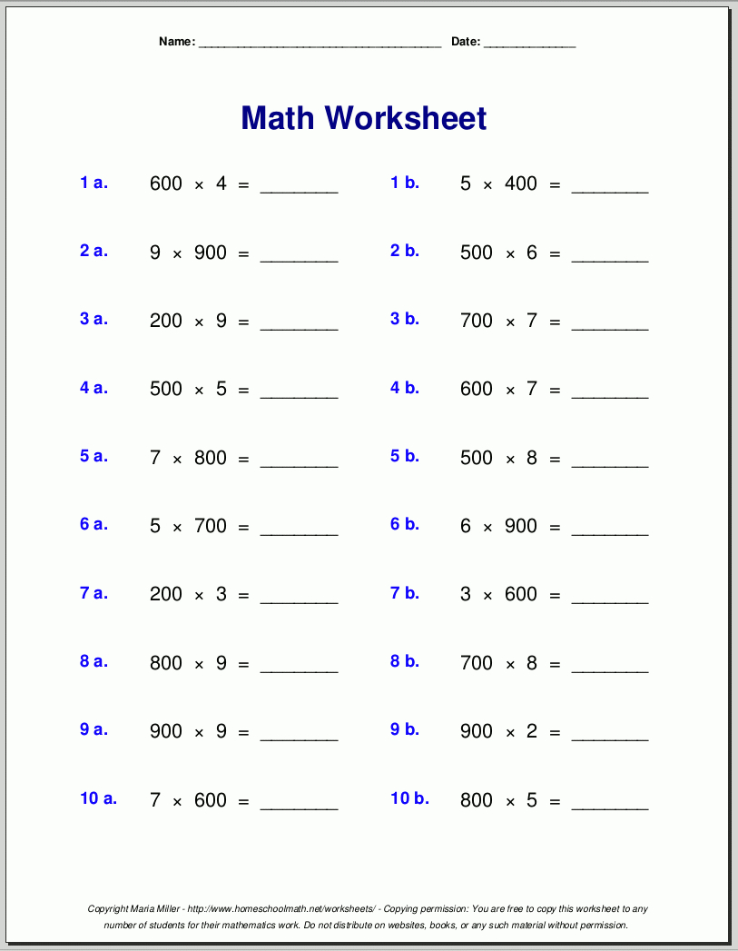 Grade 4 Multiplication Worksheets inside Multiplication Worksheets 7 Grade