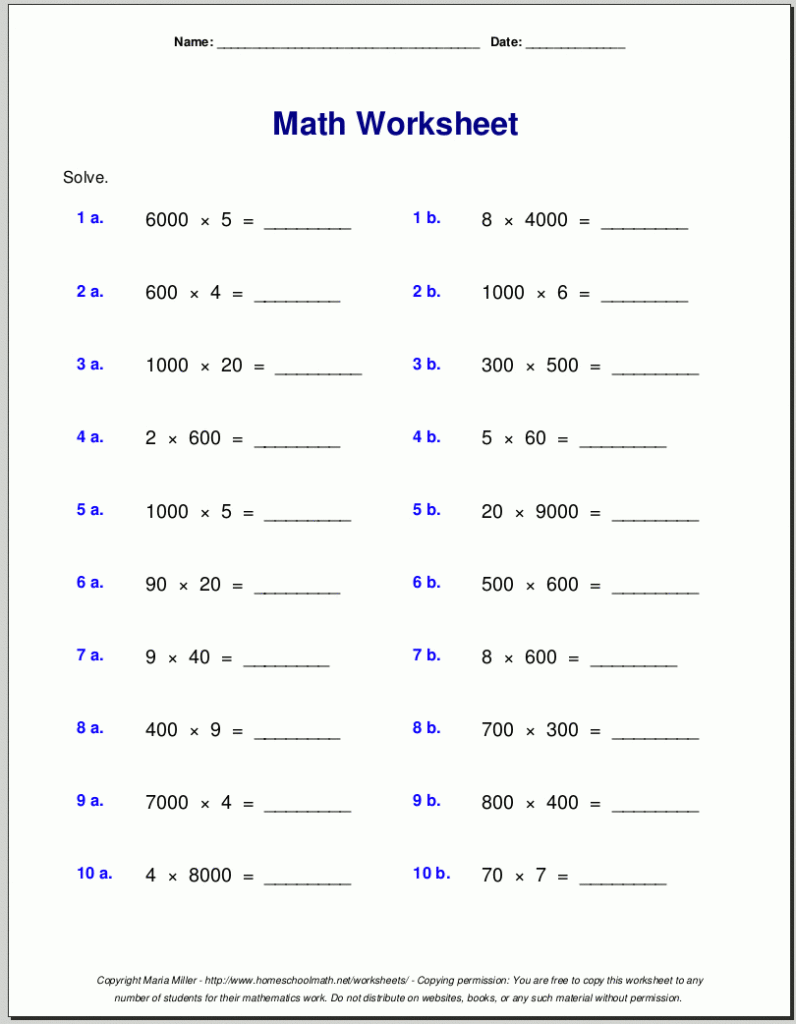 Grade 4 Multiplication Worksheets | Multiplication For O Multiplication Worksheets