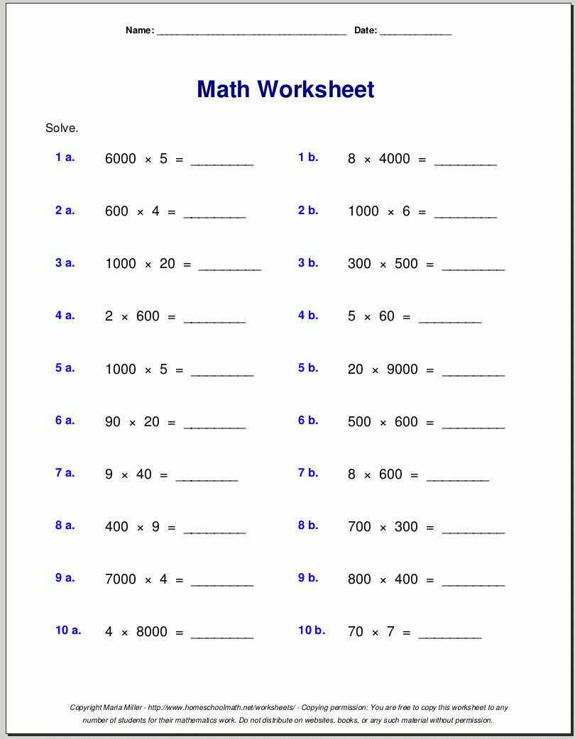 Grade 4 Multiplication Worksheets | Multiplication for O Multiplication Worksheets