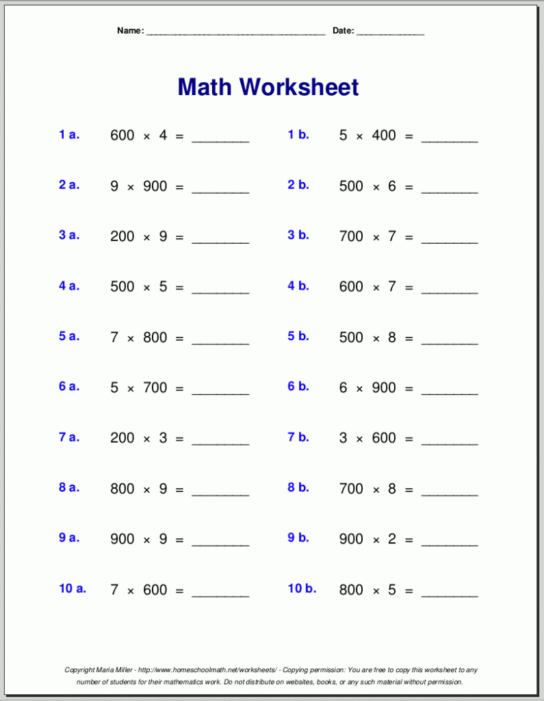 Grade 4 Multiplication Worksheets | Printable Multiplication Intended For Multiplication Worksheets 4 Grade