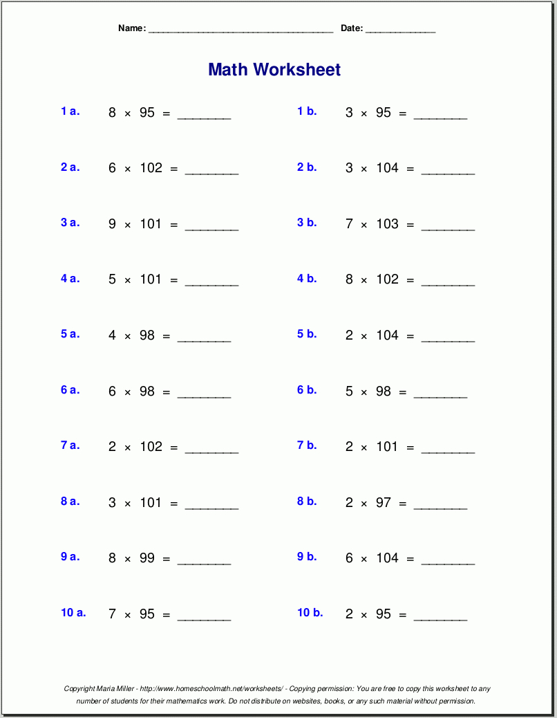 Grade 5 Multiplication Worksheets | Îmulţirea Numerelor for Printable Grade 5 Multiplication Worksheets