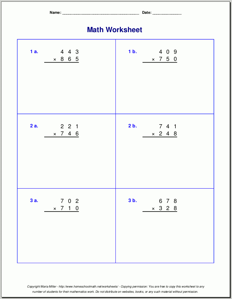 Grade 5 Multiplication Worksheets inside 5 Multiplication Printable