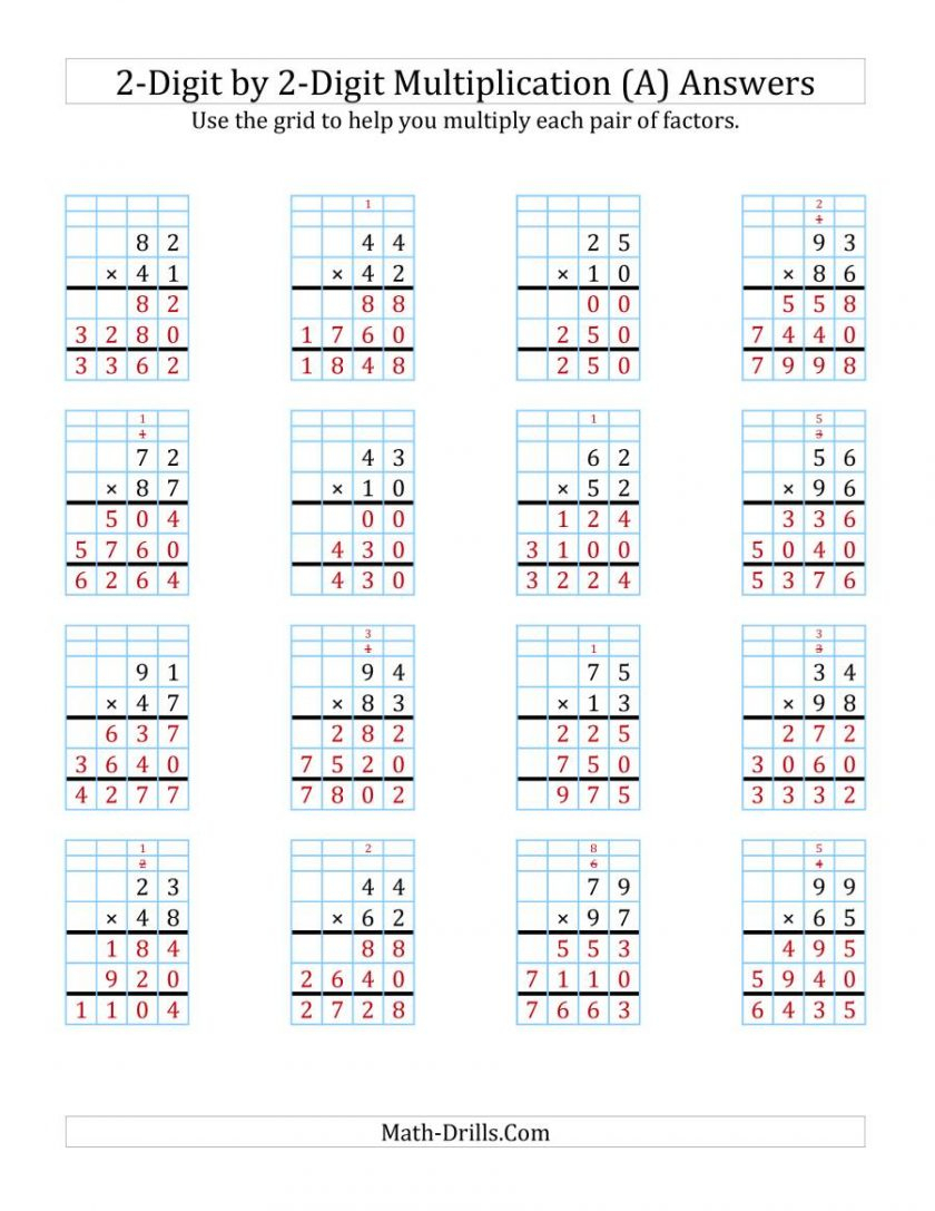  Grid Method Multiplication Using Ks2 Work Alicanteapaneca Within Printable Multiplication Grid 