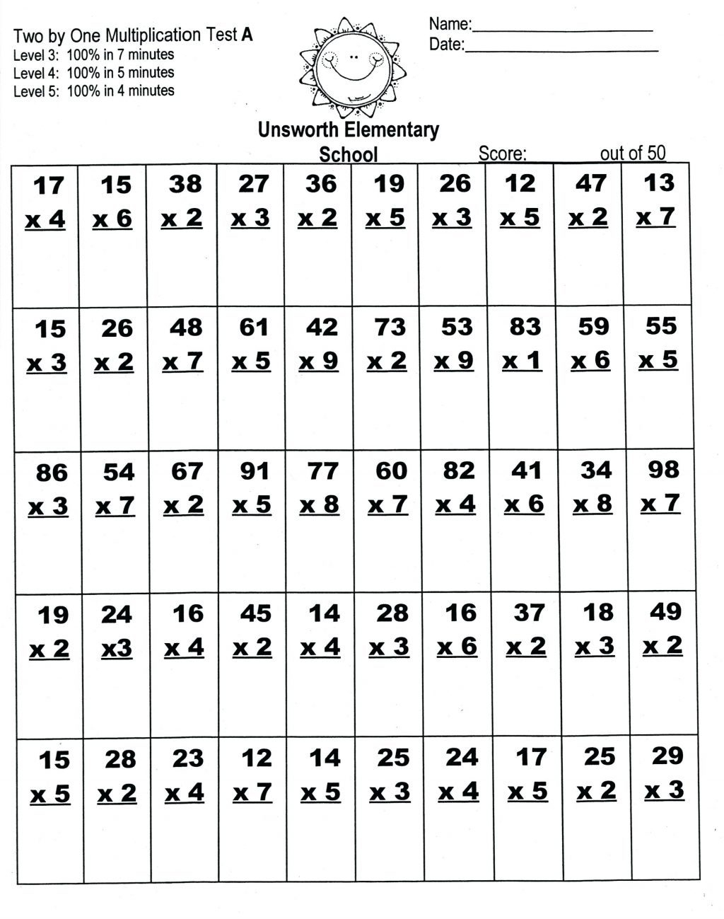 homework for multiplication