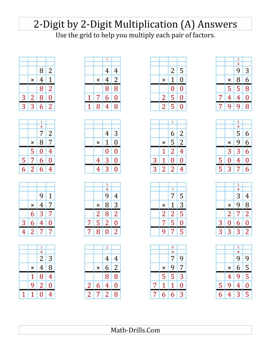 Ks2 Complete Grid Method Multiplication Using Worksheet for Printable Multiplication Grid Worksheet Generator