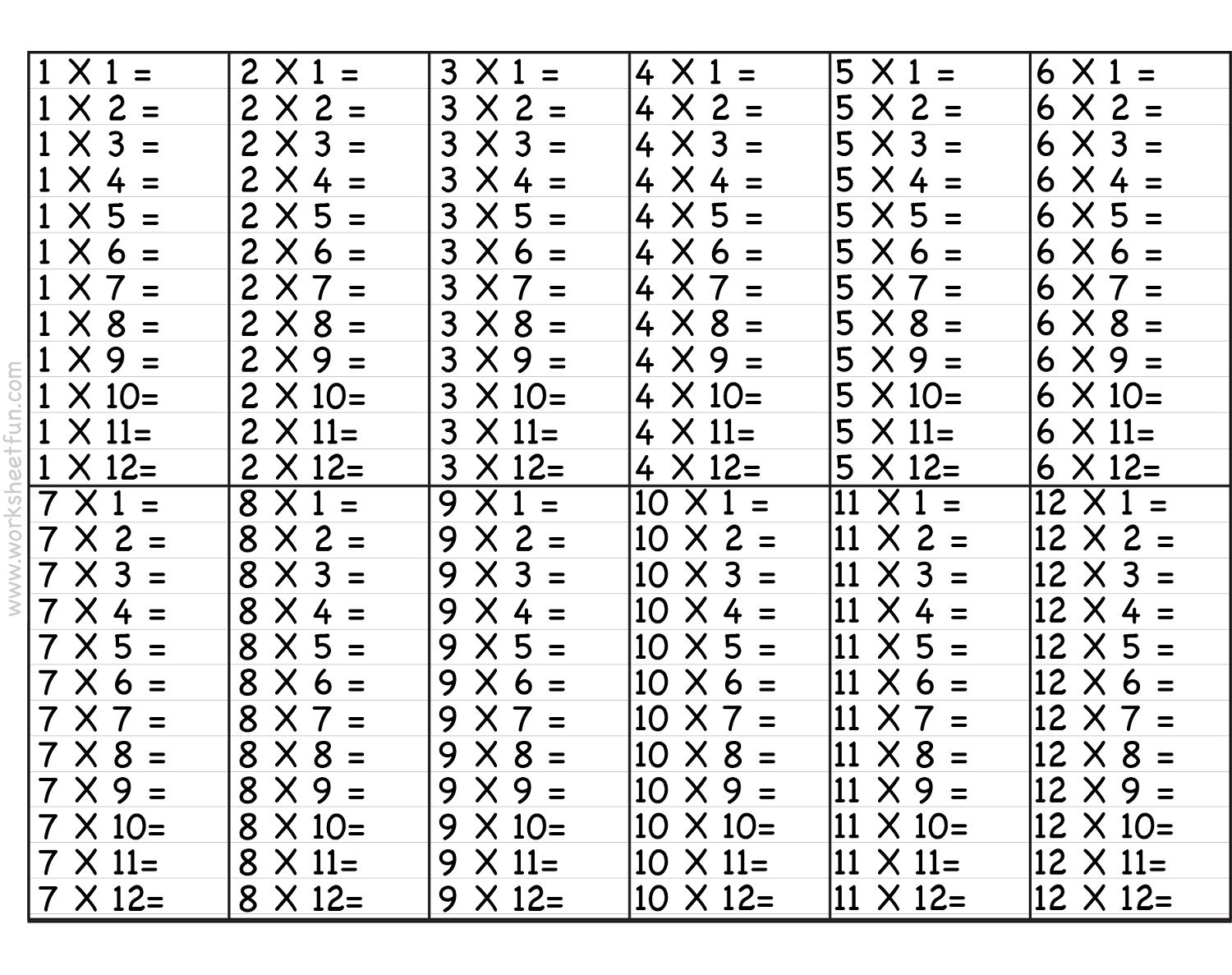 Large Multiplication Table For Children Mathematics Lesson in Large Printable Multiplication Table