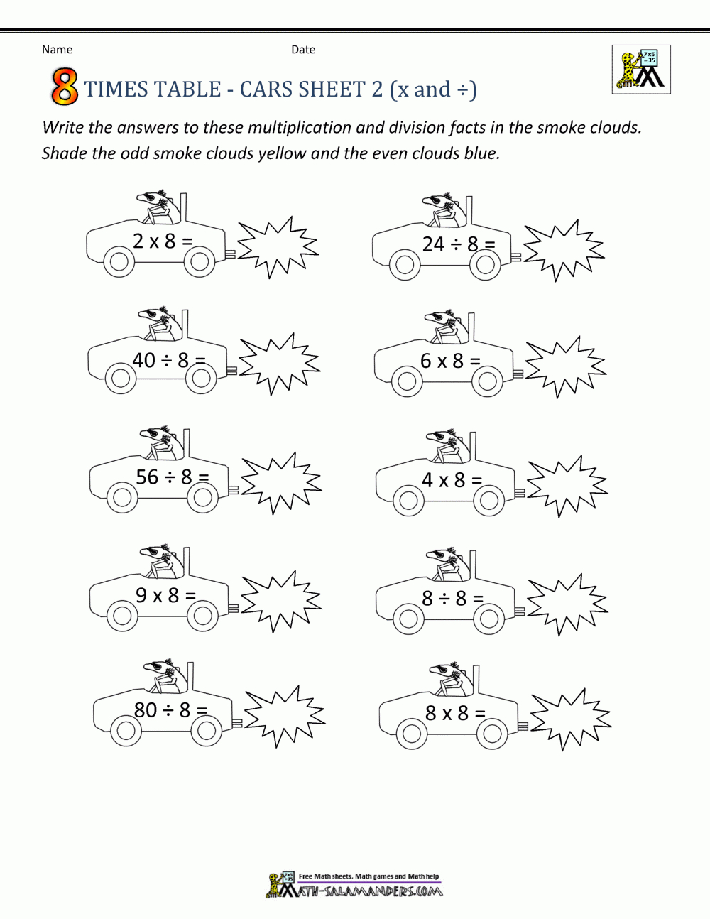 Learning Times Table Worksheets - 8 Times Table regarding Multiplication Worksheets 8 Tables