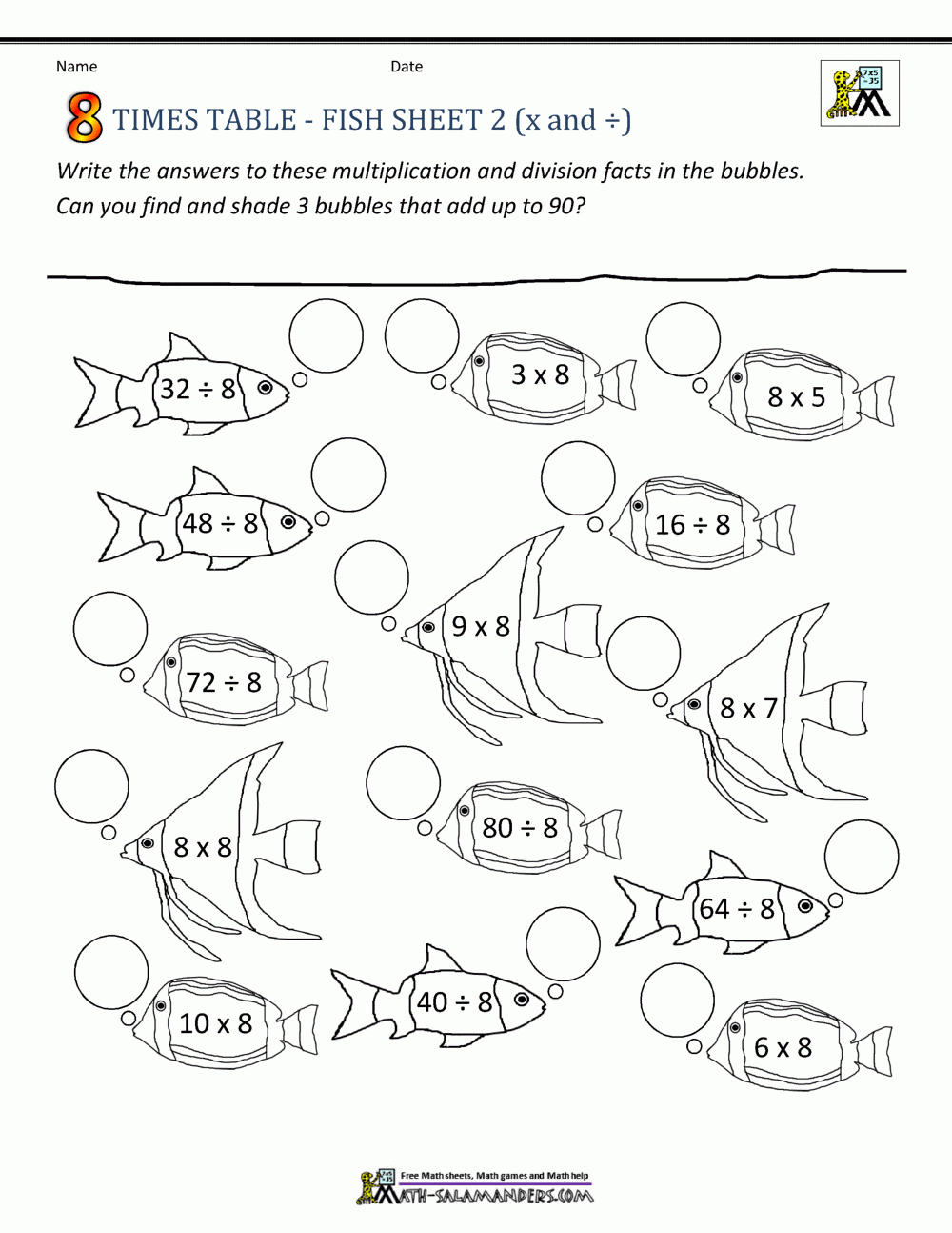 8x Multiplication Worksheet