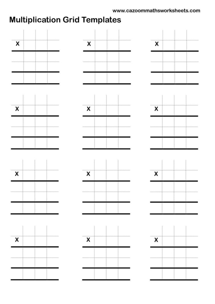 Long Multiplication Column Method Worksheets #1829647 Inside Printable Multiplication Grid Method