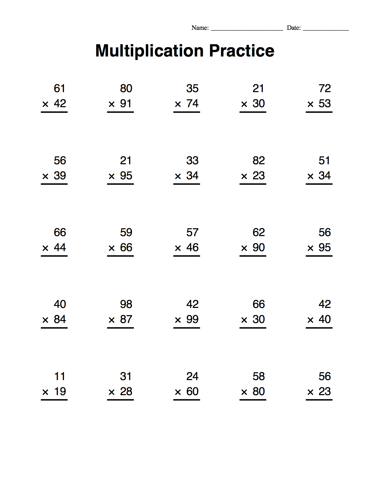 Long Multiplication Worksheets &amp;amp; Multiplication Worksheets for Printable Long Multiplication