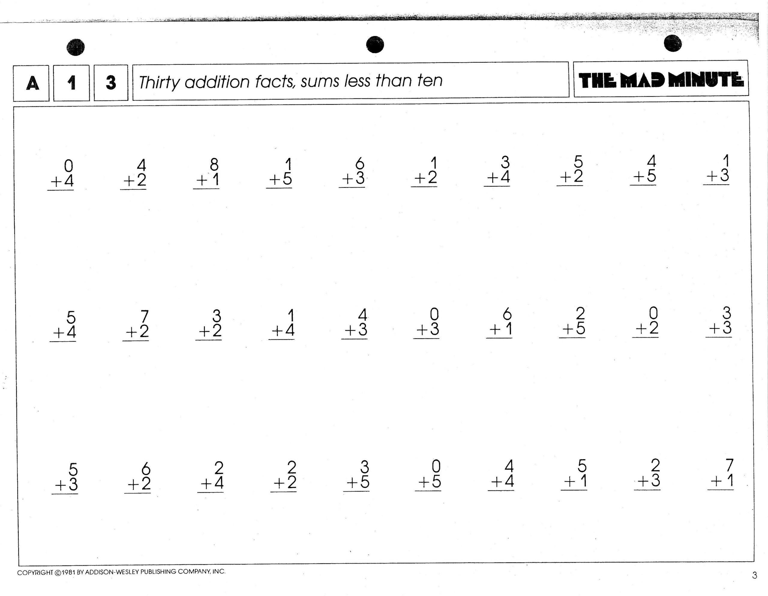 Mad Minute Addition Sheet (Picture) | Math Minutes, Math pertaining to Multiplication Worksheets Mad Minute