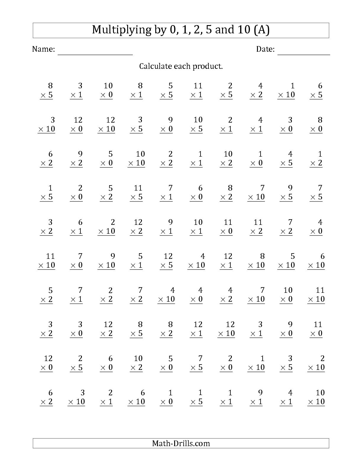 2s Multiplication Facts Worksheet