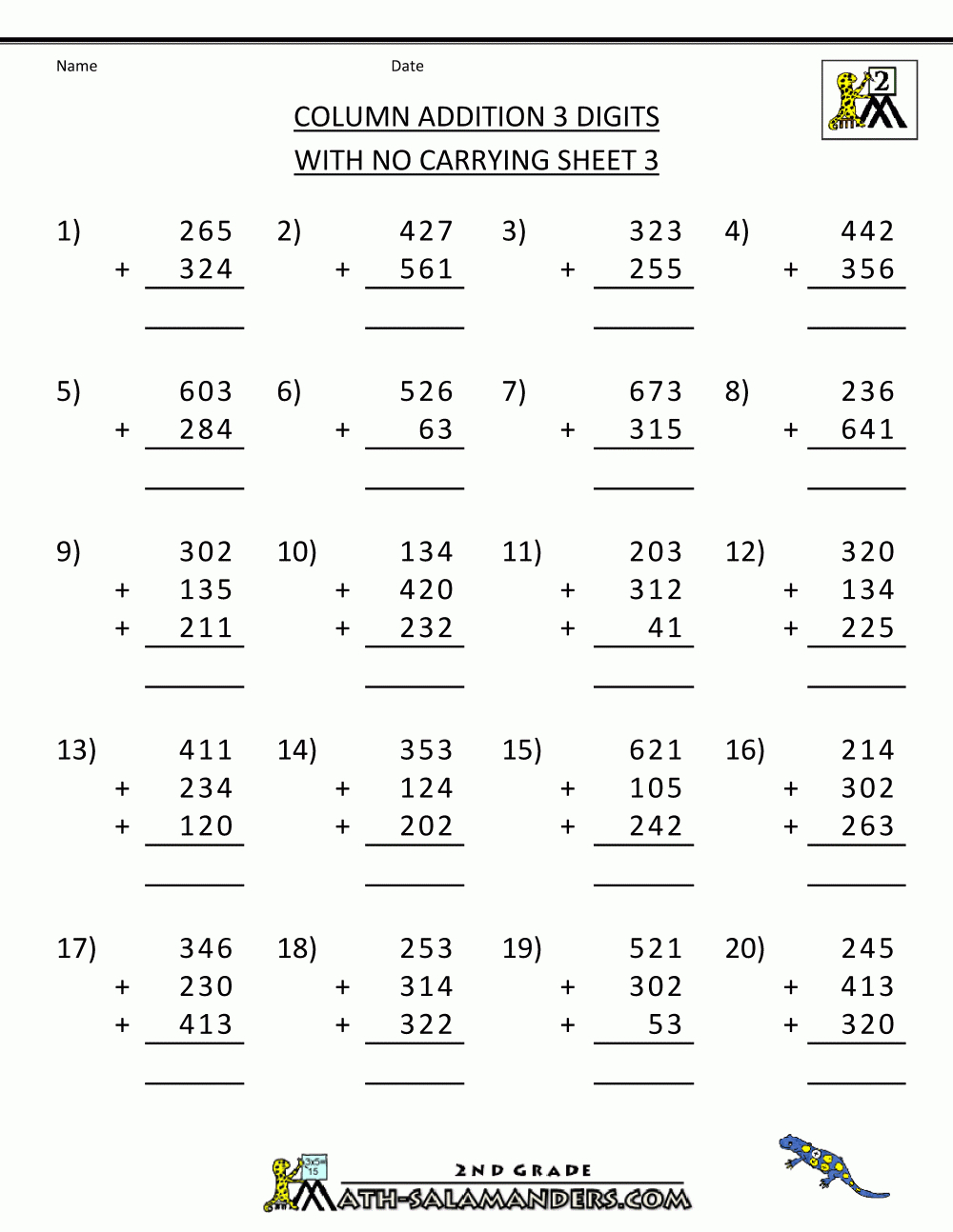 Math Worksheets For 3Rd Grade | Second Grade Math Worksheets throughout Multiplication Worksheets No Carrying