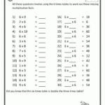 Math Worksheets Printable Multiplication 6 Times Table 1 Intended For Printable Multiplication Facts 6