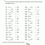 Math Worksheets Printable Multiplication 6 Times Table 2 inside Multiplication Worksheets X6