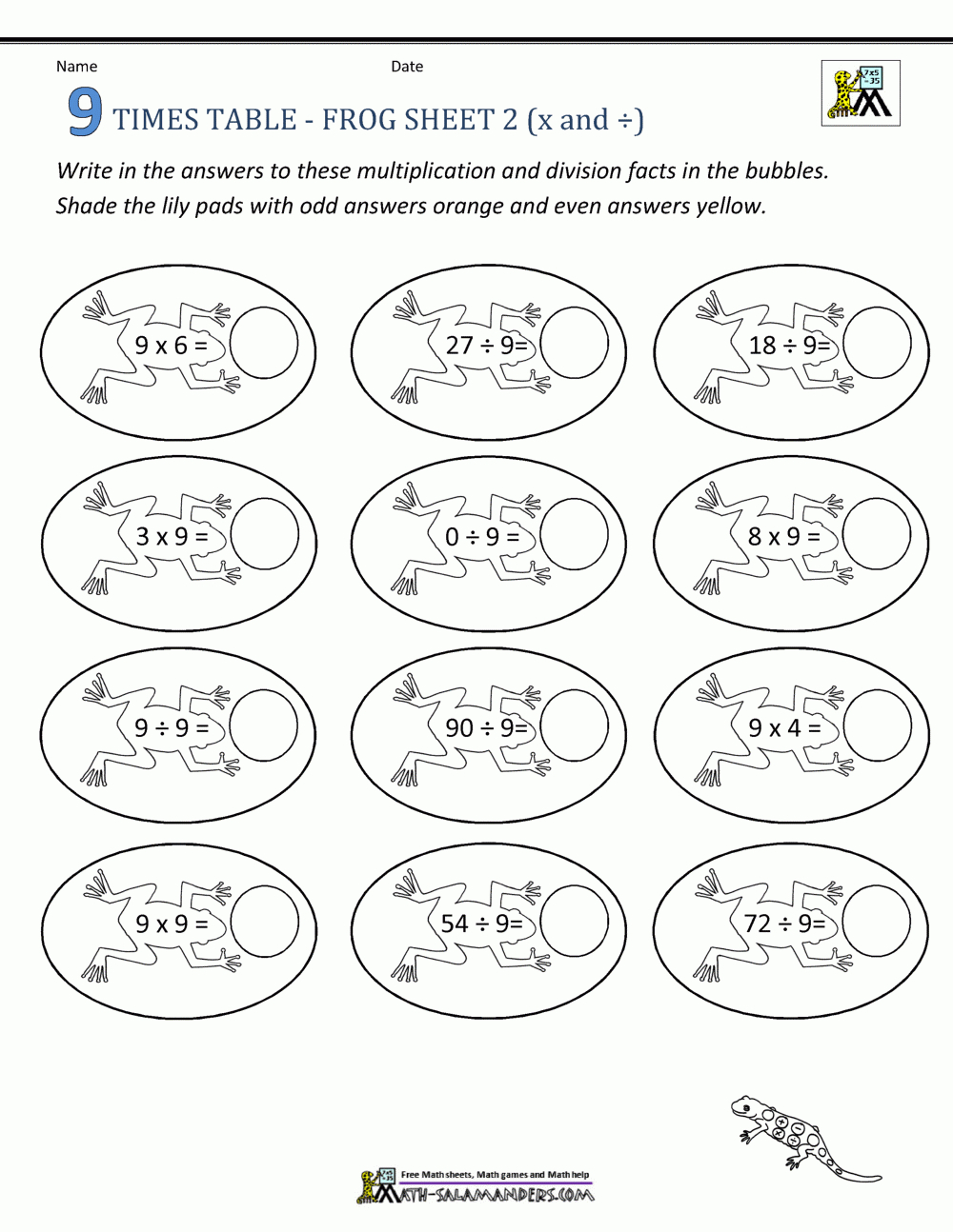 Maths Times Tables Worksheets - 9 Times Table for Printable Multiplication Table 9