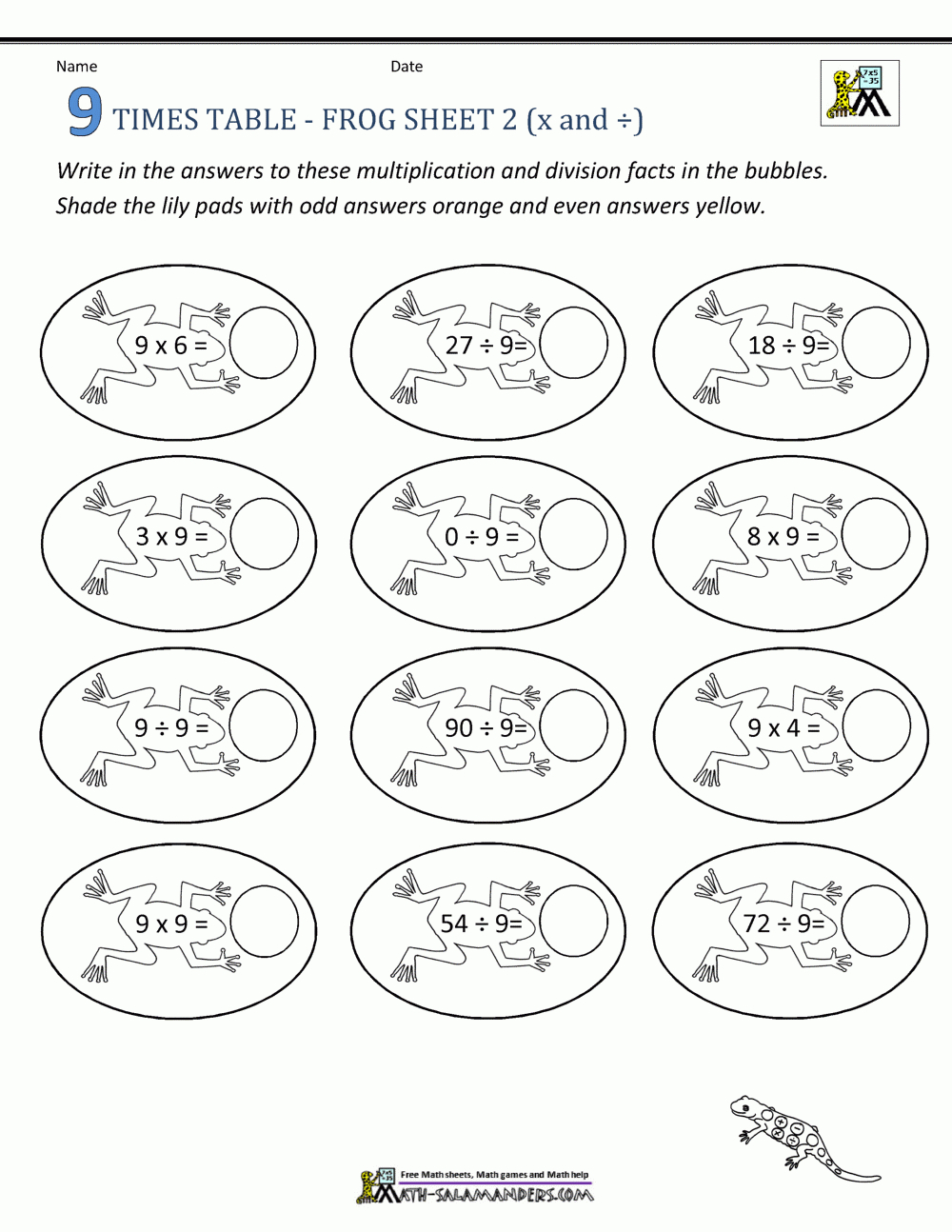 Maths Times Tables Worksheets - 9 Times Table throughout Multiplication Worksheets 9 Tables