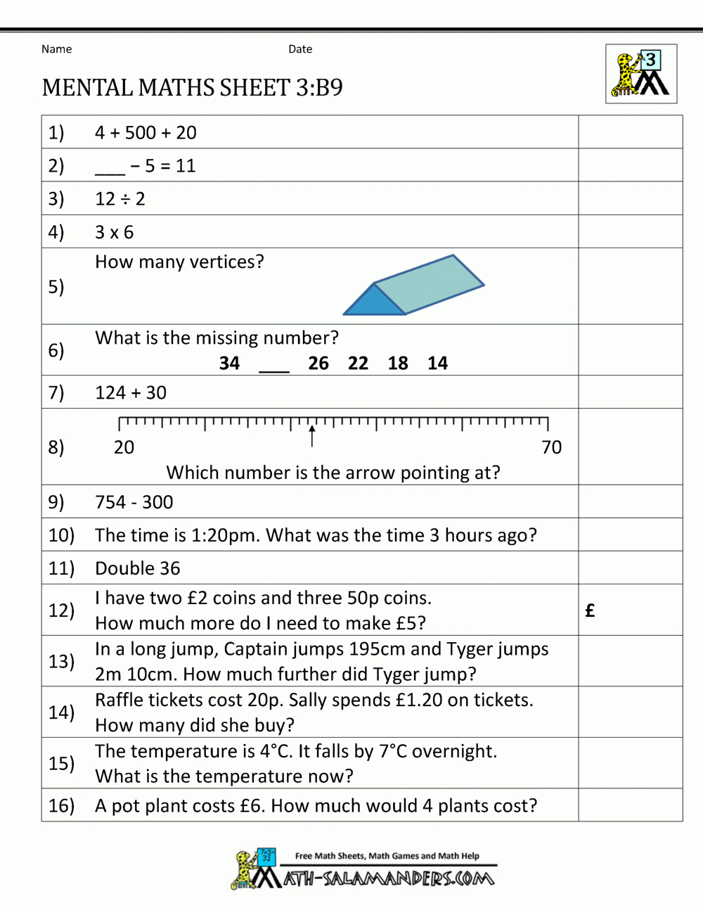 Mental Maths Year 3 Worksheets intended for Multiplication Worksheets Year 3 Tes