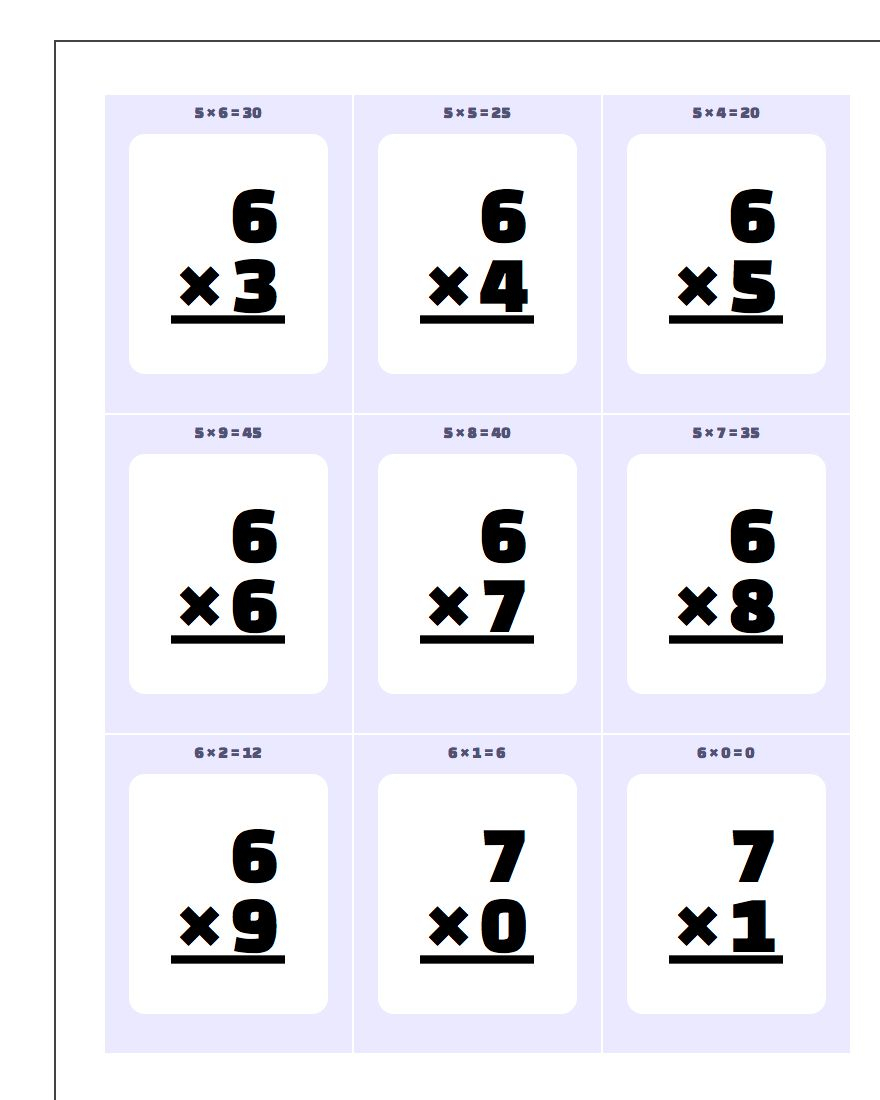 Multiplacation Cards - Zelay.wpart.co in Large Printable Multiplication Flash Cards