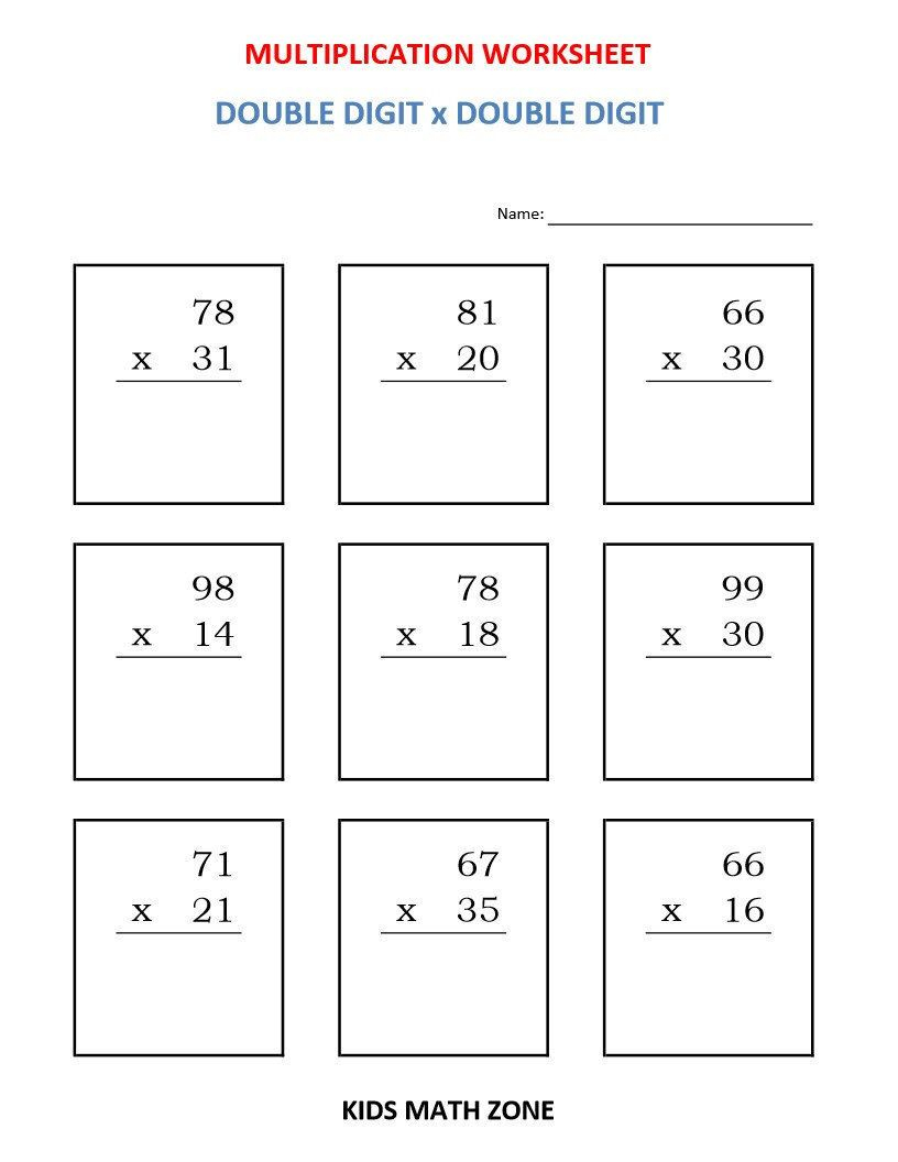 Multiplication Double Digit X Double Digit (10 Worksheets within 6 Multiplication Worksheets Pdf