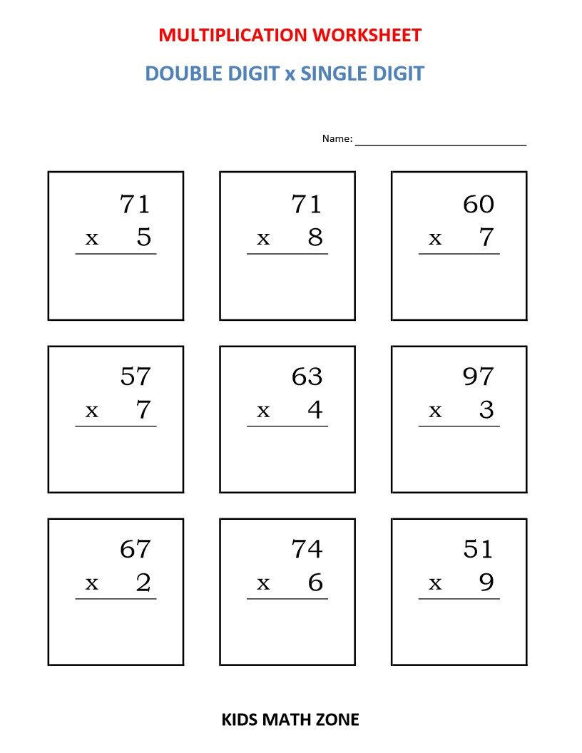 Multiplication Double Digit X Single Digit (10 Worksheets with Multiplication Worksheets Ks2 Pdf