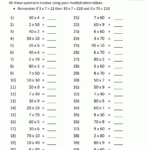 Multiplication Fact Sheets for Worksheets In Multiplication For Grade 4