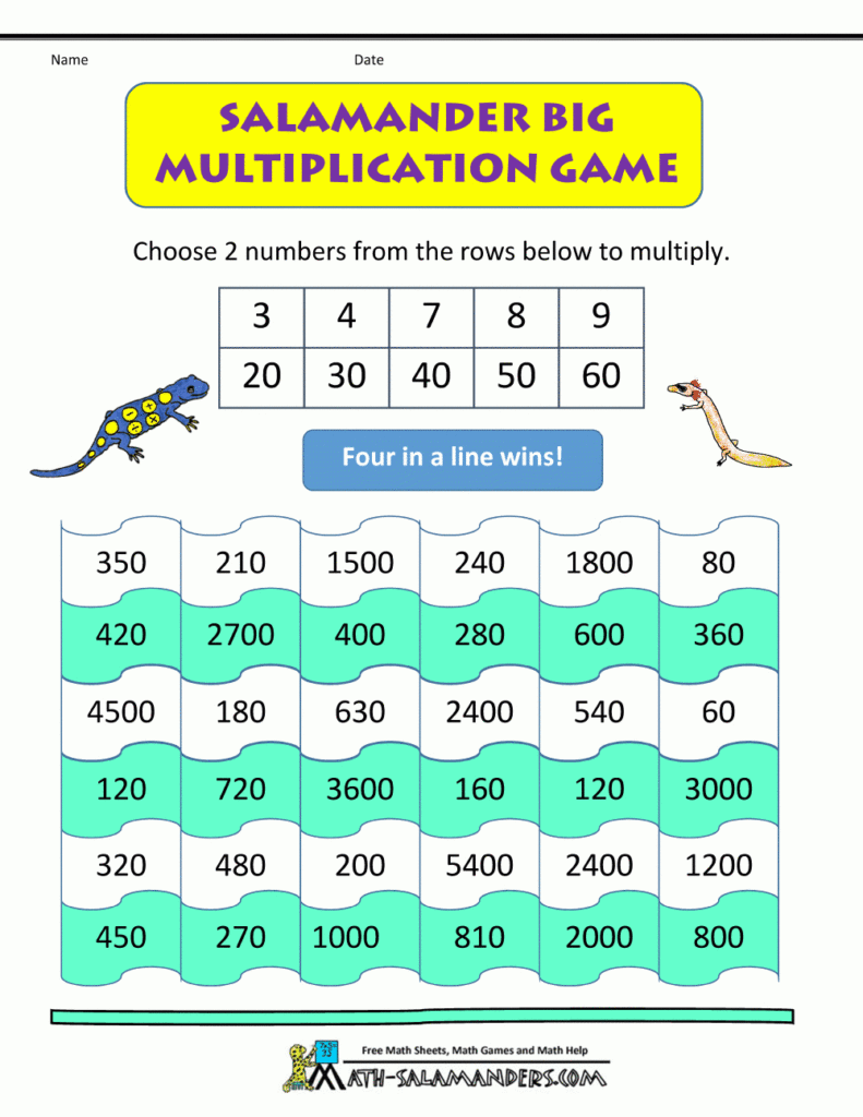 Multiplication Math Games Within Printable Multiplication Games For 2Nd Grade