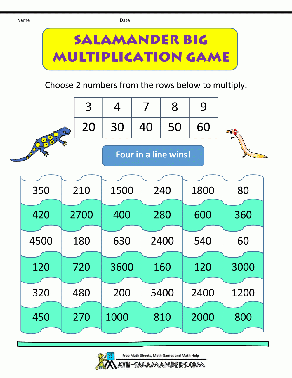Multiplication Math Games within Printable Multiplication Games For 2Nd Grade