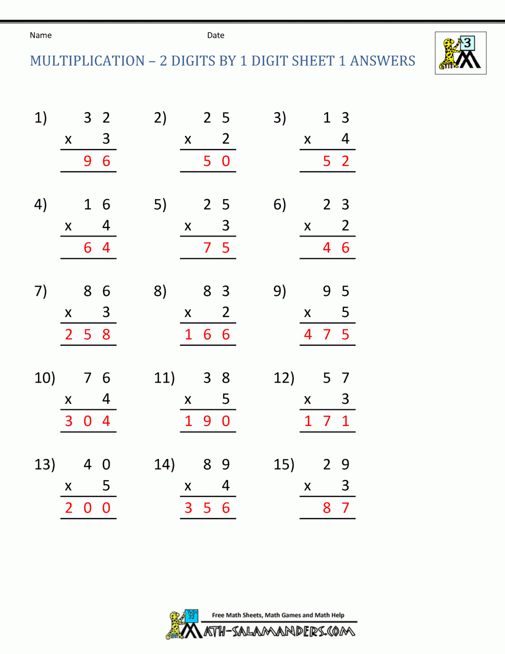 Multiplication Practice Worksheets Grade 3 pertaining to Multiplication Worksheets Year 3 Pdf