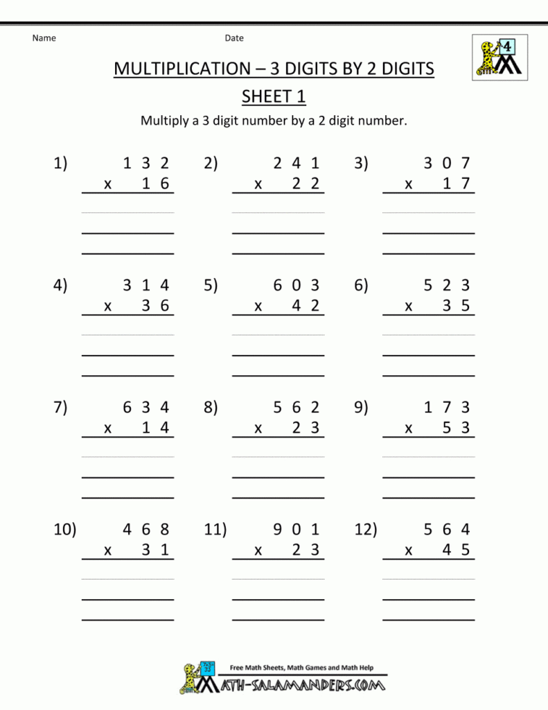Multiplication Printable Worksheets 3 Digits2 Digits 1 Intended For Printable Multiplication Worksheets 2S Multiplication Printable Worksheets 3 Digits2 Digits 1 Intended For Printable Multiplication Worksheets 2S