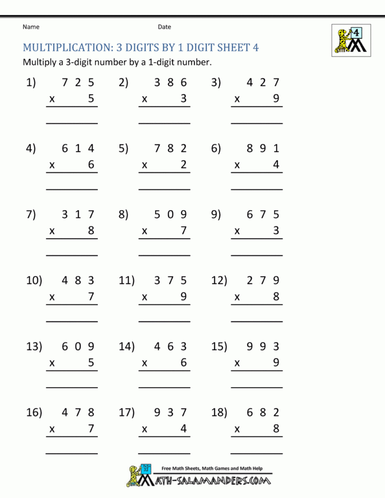 Multiplication Sheet 4Th Grade For Multiplication Worksheets Regrouping Multiplication Sheet 4Th Grade For Multiplication Worksheets Regrouping