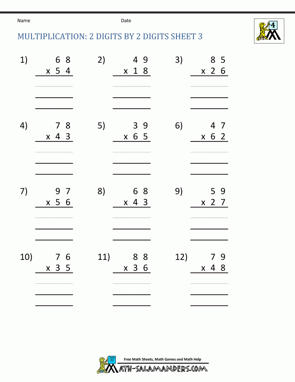 Multiplication Sheets 4Th Grade for Printable Multiplication Exercises Multiplication Sheets 4Th Grade for Printable Multiplication Exercises