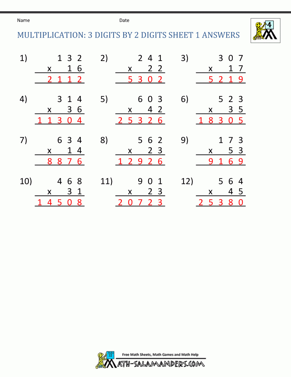 Multiplication Sheets 4Th Grade with regard to Printable Long Multiplication