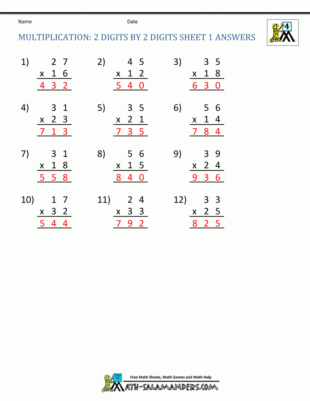 Multiplication Sheets 4Th Grade with regard to Printable Multiplication Exercises