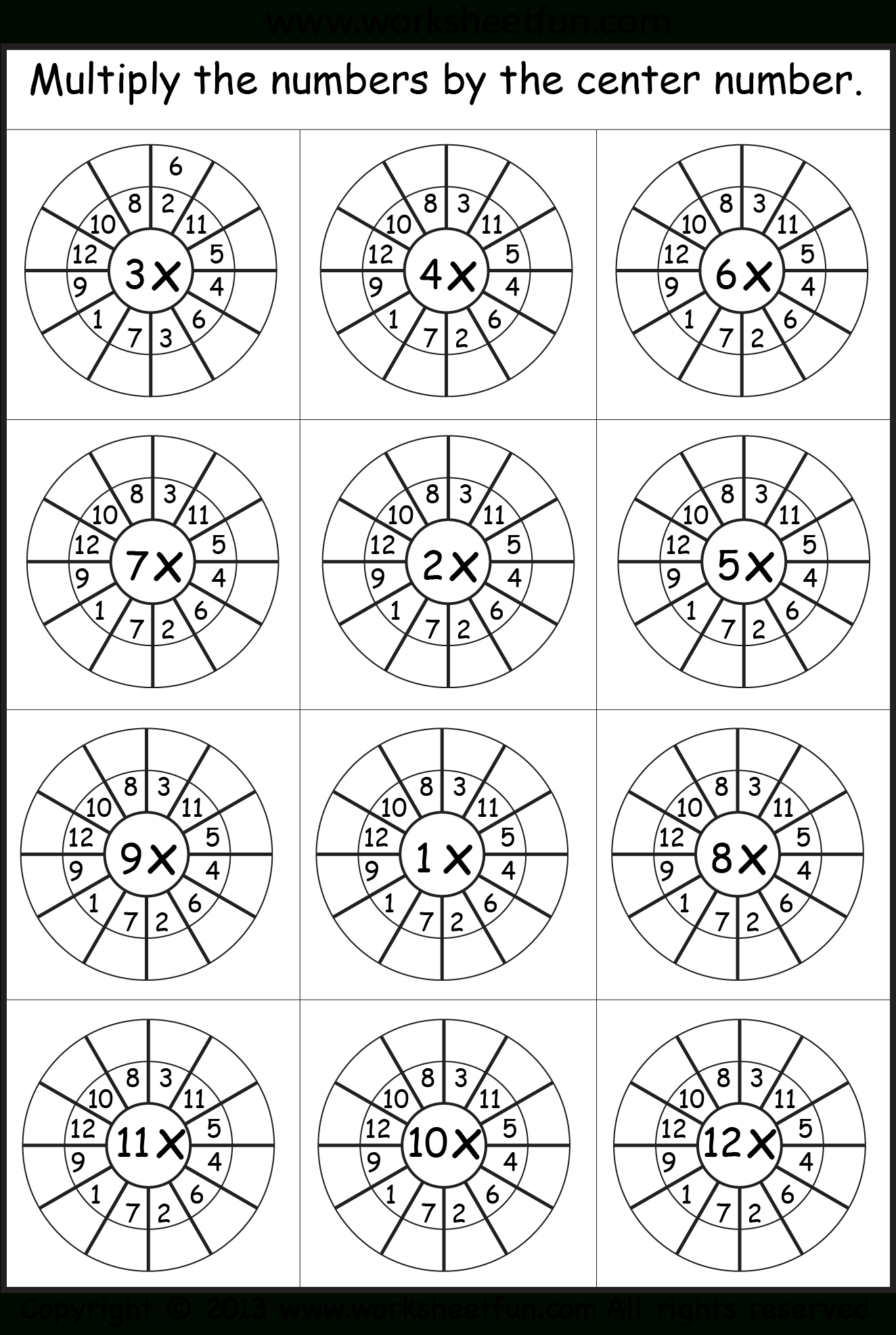 Multiplication Wheel Worksheet Free