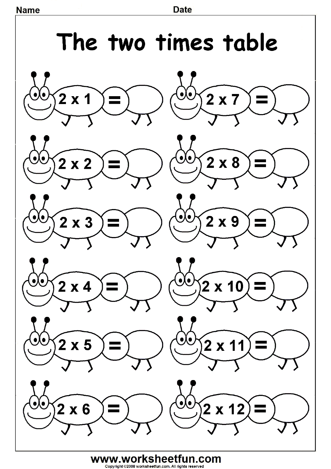 Multiplication Times Tables Worksheets – 2, 3, 4, 5, 6 &amp;amp; 7 with regard to Printable Multiplication By 2
