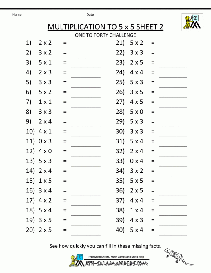 Free Printable Multiplication Quiz