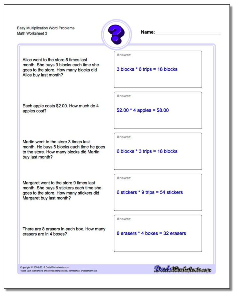 Multiplication Word Problems Throughout Multiplication Worksheets 3's
