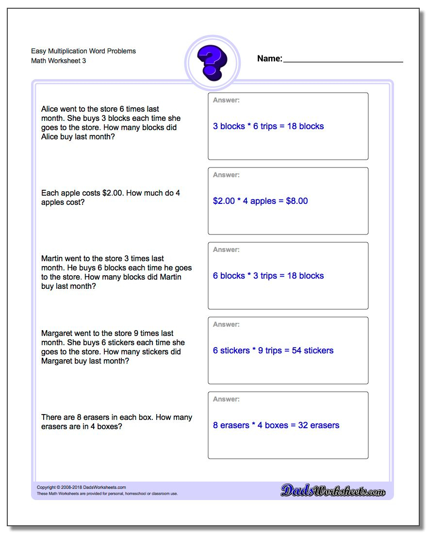 Multiplication Word Problems throughout Multiplication Worksheets 3's Multiplication Word Problems throughout Multiplication Worksheets 3's