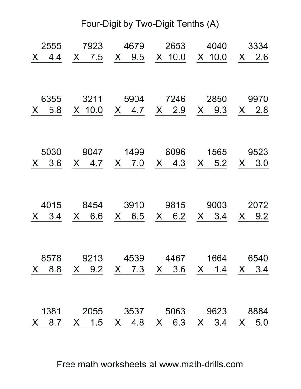 Multiplication Worksheet With Decimals Works | Alicanteapaneca pertaining to Worksheets On Multiplication For Grade 5