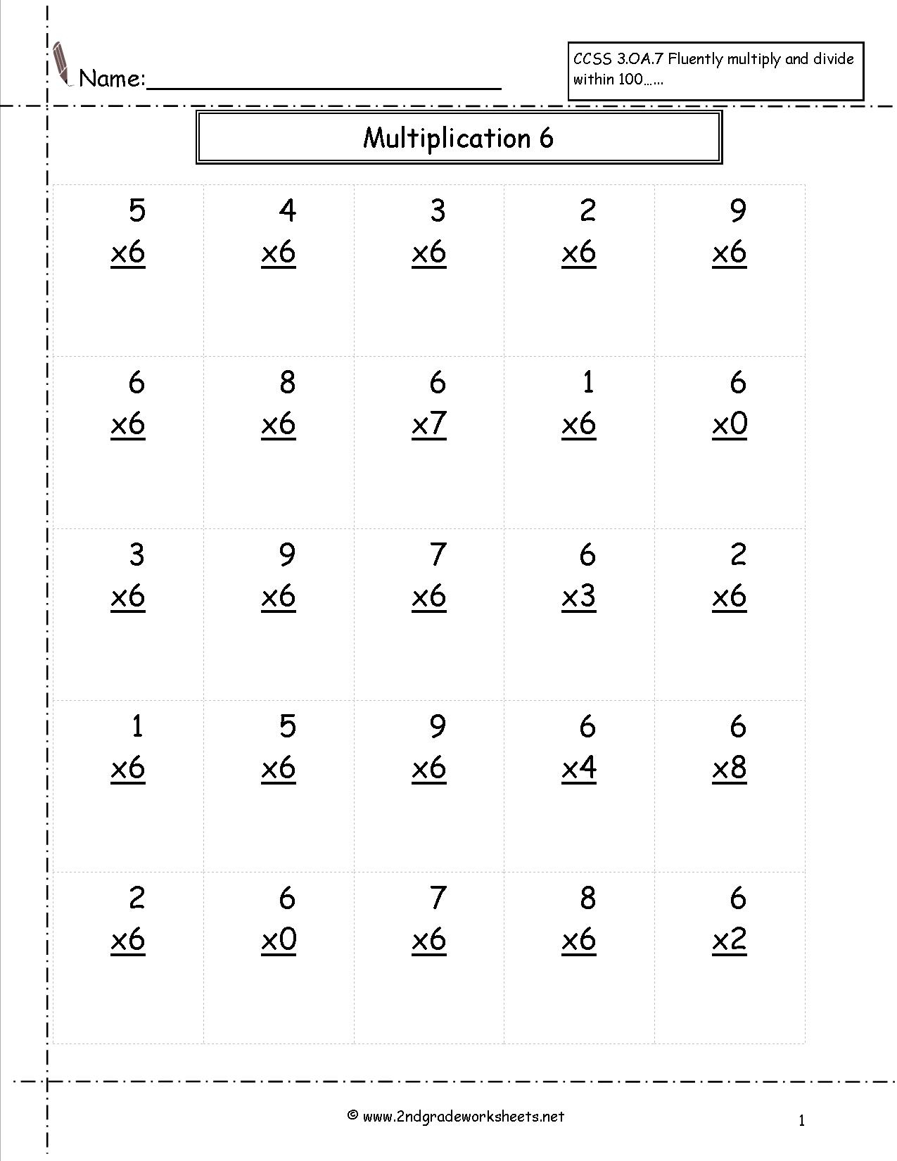 Multiplication Worksheets And Printouts for Multiplication Worksheets 6S And 7S