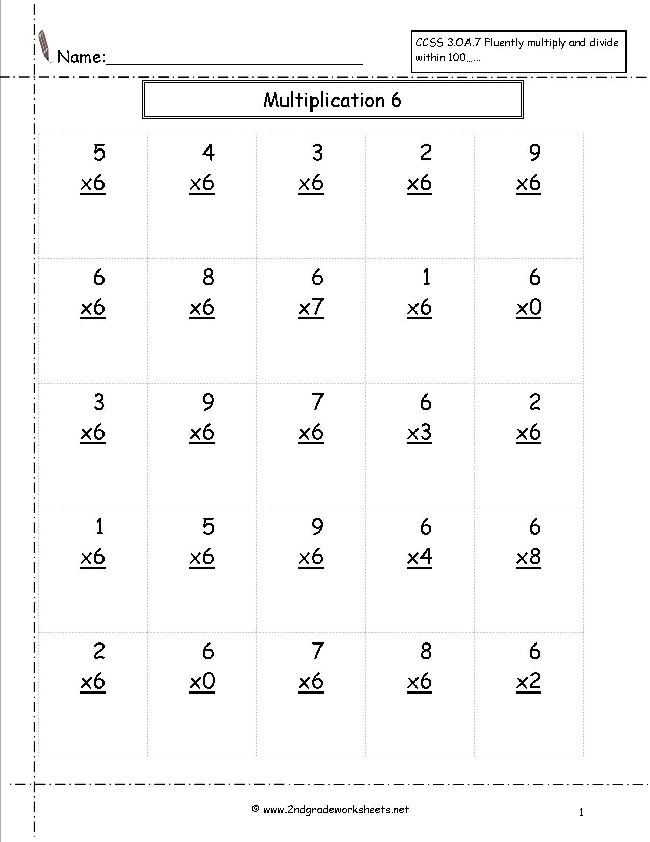 Multiplication Worksheets And Printouts with regard to Worksheets Multiplication 6