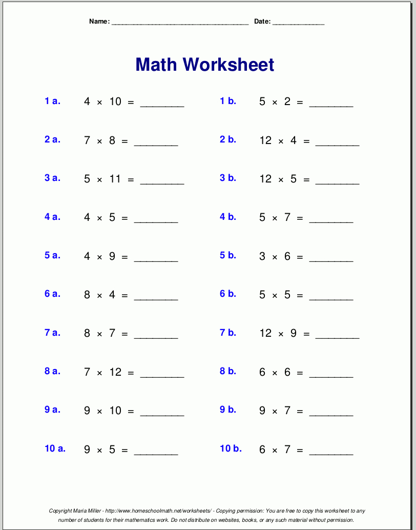 Multiplication Worksheets For Grade 3 | Free Math Worksheets intended for Grade 3 Multiplication Printable