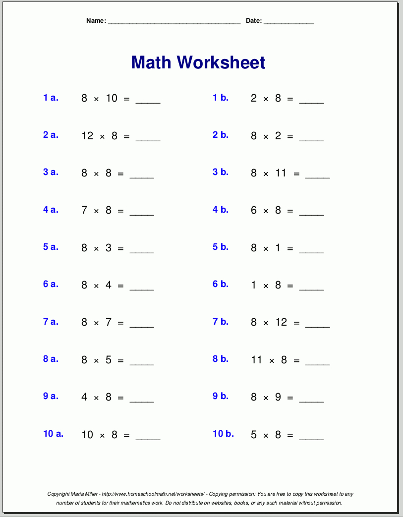 Multiplication Worksheets For Grade 3 inside 6 Multiplication Worksheets Pdf