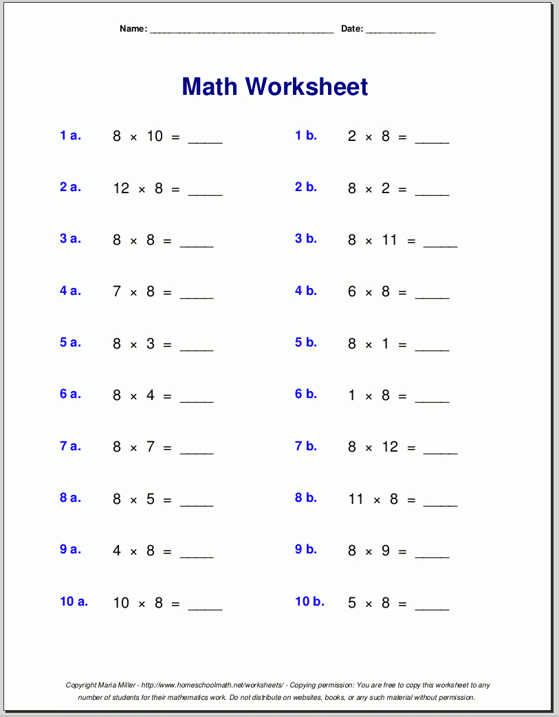 Multiplication Worksheets For Grade 3 inside Multiplication Worksheets 9S