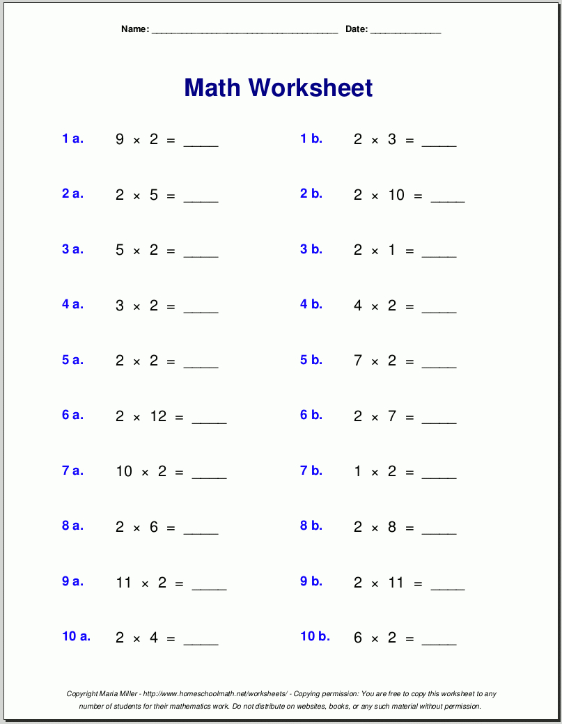 Multiplication Worksheets For Grade 3 inside Printable Multiplication Worksheets 2-12