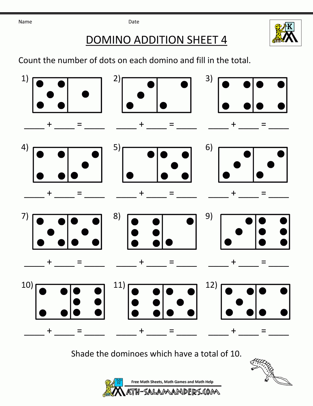 Multiplication Worksheets Kindergarten Math Kids Learning intended for Printable Multiplication Dominoes